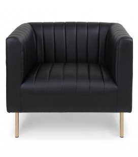 Fauteuil moderne à coutures verticales simili noir Leif