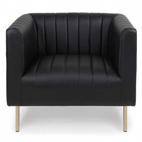 Fauteuil moderne à coutures verticales simili noir Leif - 