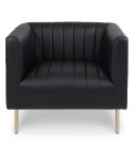 Fauteuil moderne à coutures verticales simili noir Leif - 