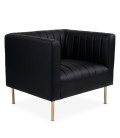 Fauteuil moderne à coutures verticales simili noir Leif - 