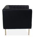 Fauteuil moderne à coutures verticales simili noir Leif - 