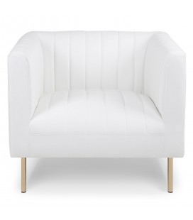 Fauteuil moderne à coutures verticales simili blanc Leif