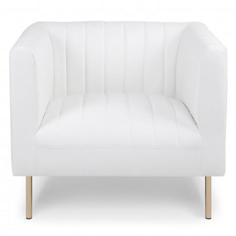 Fauteuil moderne à coutures verticales simili blanc Leif - 