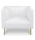 Fauteuil moderne à coutures verticales simili blanc Leif - 