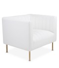 Fauteuil moderne à coutures verticales simili blanc Leif - 