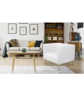 Fauteuil moderne à coutures verticales simili blanc Leif - 