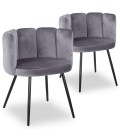 Lot de 2 chaises velours gris Lilac - 