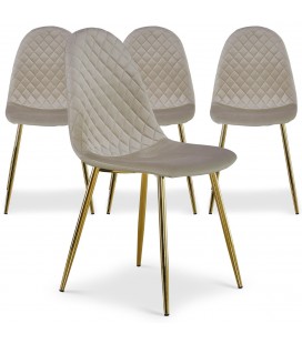 Lot de 4 chaises matelassées norway velours taupe Cochabamba