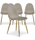 Lot de 4 chaises matelassées norway velours taupe Cochabamba - 