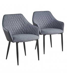 Lot de 2 chaises fauteuils gris et noir Limana