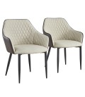 Lot de 2 chaises fauteuils beige et marron Limana - 