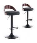 Lot de 2 chaises de bar bois foncé et simili noir Lorenzo - 