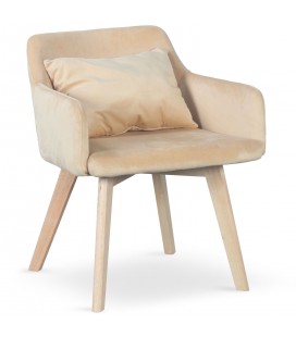 Chaise fauteuil scandinave velours beige Lugano