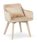 Chaise fauteuil scandinave velours beige Lugano - 