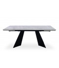 Table extensible moderne céramique effet marbre gris pieds noir Luis - 