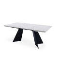 Table extensible moderne céramique effet marbre gris pieds noir Luis - 