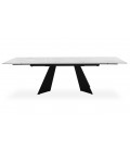 Table extensible moderne céramique effet marbre gris pieds noir Luis - 