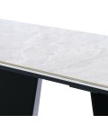 Table extensible moderne céramique effet marbre gris pieds noir Luis - 