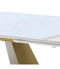 Table extensible moderne céramique effet marbre blanc pieds doré Luis - 