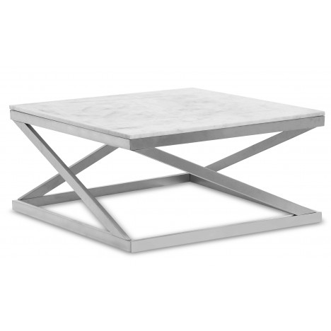 Table basse marbre blanc et pieds argenté Madrid - 