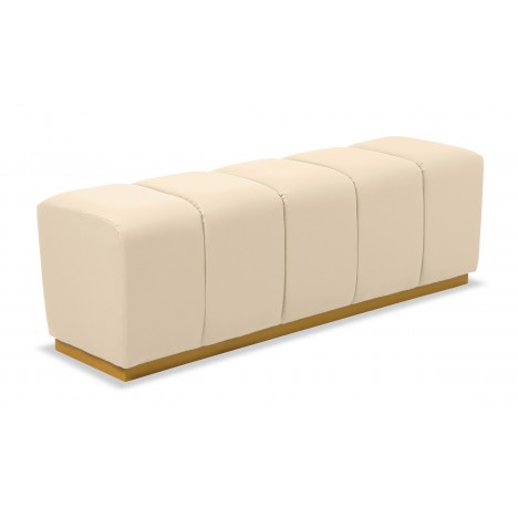 Banquette matelassée pour repas ou bout de lit simili beige Magnus - 