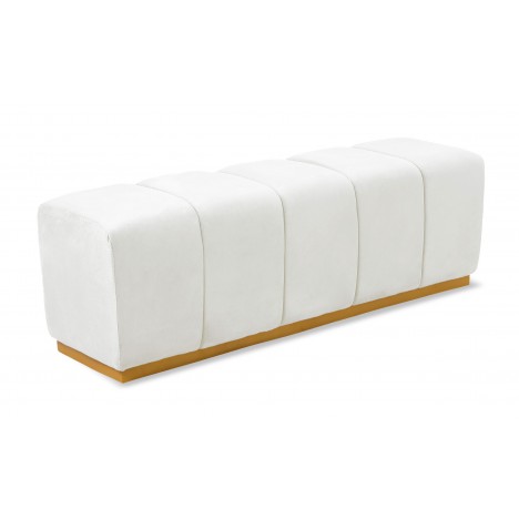 Banquette matelassée pour repas ou bout de lit velours blanc Magnus - 