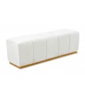 Banquette matelassée pour repas ou bout de lit velours blanc Magnus - 