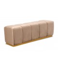 Banquette matelassée pour repas ou bout de lit velours taupe Magnus - 