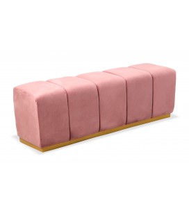 Banquette matelassée pour repas ou bout de lit velours rose Magnus