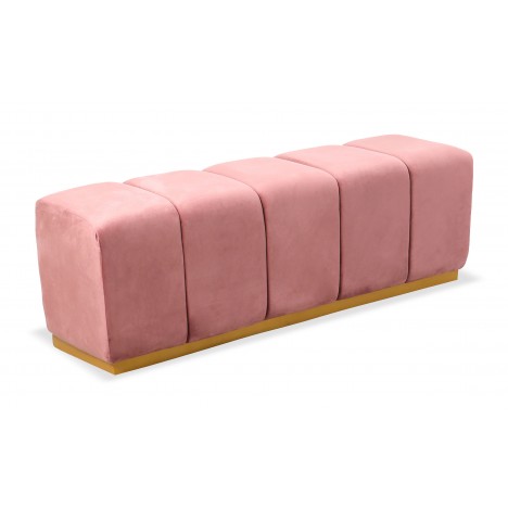 Banquette matelassée pour repas ou bout de lit velours rose Magnus - 