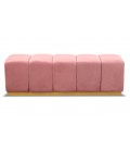 Banquette matelassée pour repas ou bout de lit velours rose Magnus - 