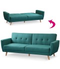 Canapé convertible clic-clac scandinave tissu bleu vert Magnolia - 