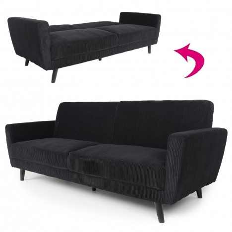 Canapé convertible clic-clac velours noir Magnolia - 