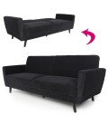 Canapé convertible clic-clac velours noir Magnolia - 