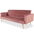 Canapé convertible clic-clac velours rose Malaga - 