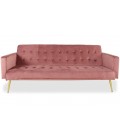 Canapé convertible clic-clac velours rose Malaga - 