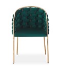 Lot de 2 chaises design au dossier arrondi style maillage velours vert et métal doré Manuel - 