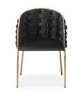 Lot de 2 chaises design au dossier arrondi style maillage velours noir et métal doré Manuel - 