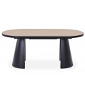 Table ovale extensible 180-240cm bois clair et pieds métal noir Marco - 