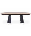 Table ovale extensible 180-240cm bois clair et pieds métal noir Marco - 