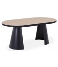 Table ovale extensible 180-240cm bois clair et pieds métal noir Marco - 