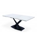 Table extensible moderne céramique effet marbre blanc pieds noir Maria - 