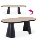 Table ovale extensible 180-240cm bois clair et pieds métal noir Marco - 