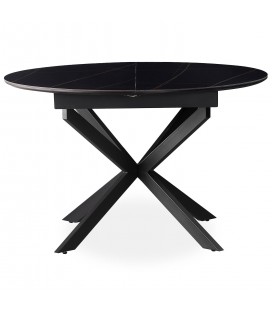 Table extensible 160cm pieds en étoile et plateau céramique noir Mateo