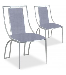 Lot de 2 chaises velours argenté pieds argenté Medellin