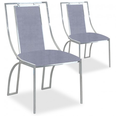 Lot de 2 chaises velours argenté pieds argenté Medellin - 