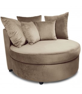 Fauteuil pouf xxl cocooning velours taupe Merida