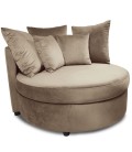 Fauteuil xxl velours taupe Merida - 