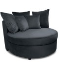 Fauteuil xxl velours noir Merida - 