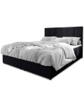 Lit boxspring avec matelas et sur-matelas inclus 140x190cm simili noir Meril - 